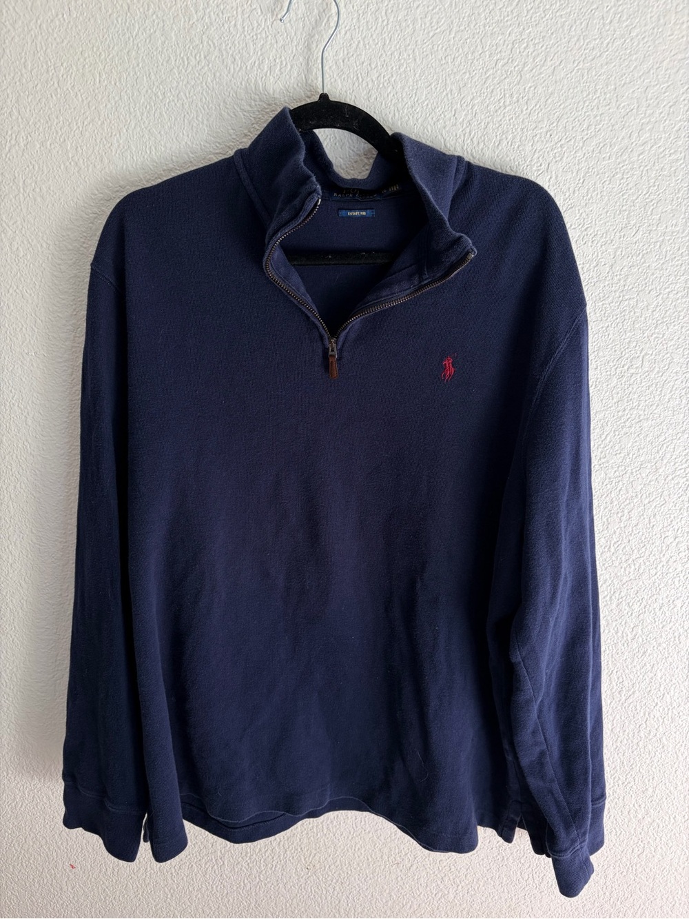 Men’s Polo Ralph Lauren Navy Half-Zip Sweatshirt with Red Pony